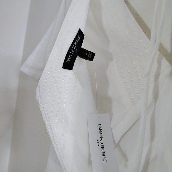 Banana Republic White Mini Dress V-Neck Short Sleeve NWT Size S - Picture 12 of 15